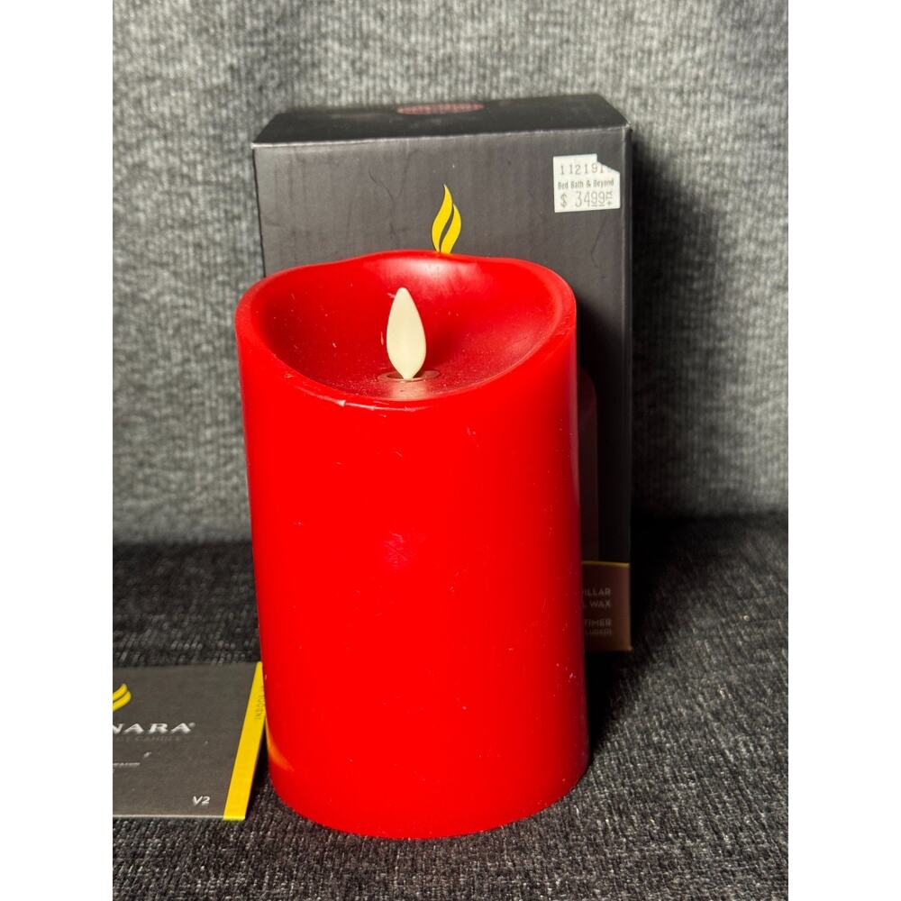 Luminara 3.5 X 5" Burgundy Cinnamon Scented Pillar Candle w/ 5 Hour Timer - EUC!